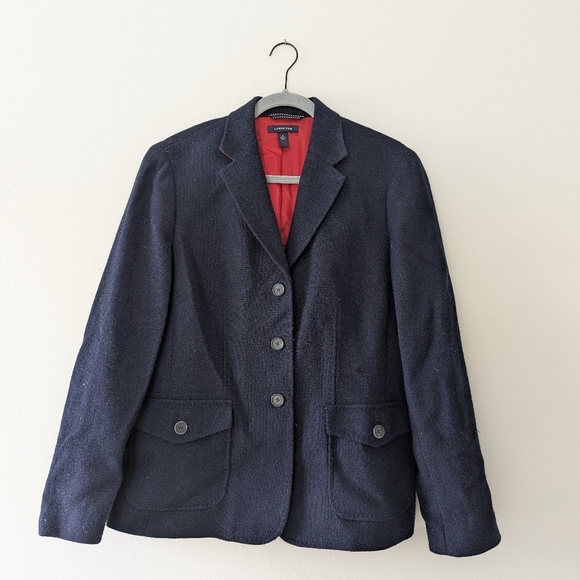 Lands' End Jackets & Blazers - Lands End Navy 3-Button Wool Blend Blazer Front Pockets